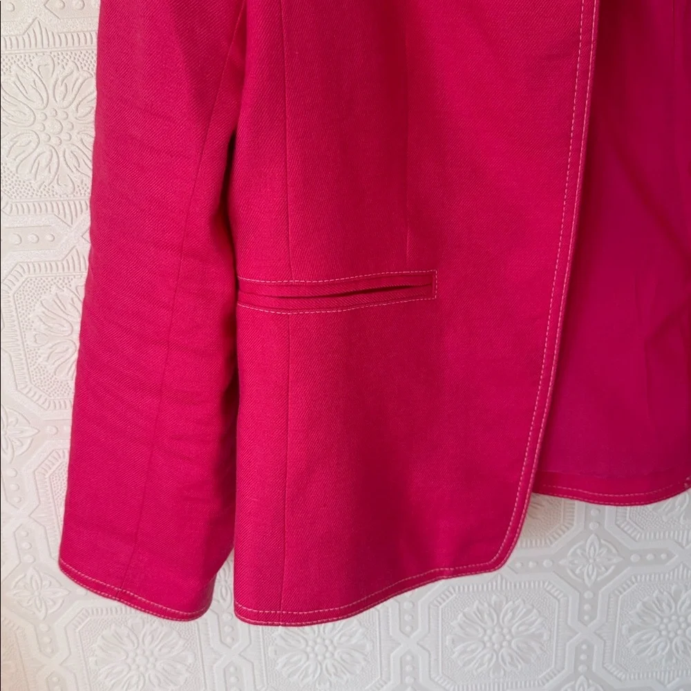 J. Crew Going-Out Blazer in Stretch Linen Fuschia Pink Size 12 - Picture 7 of 10
